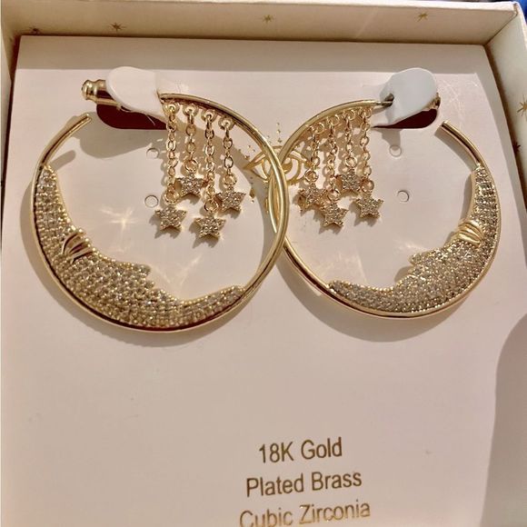 Moon and star earrings - Picture 1 of 2